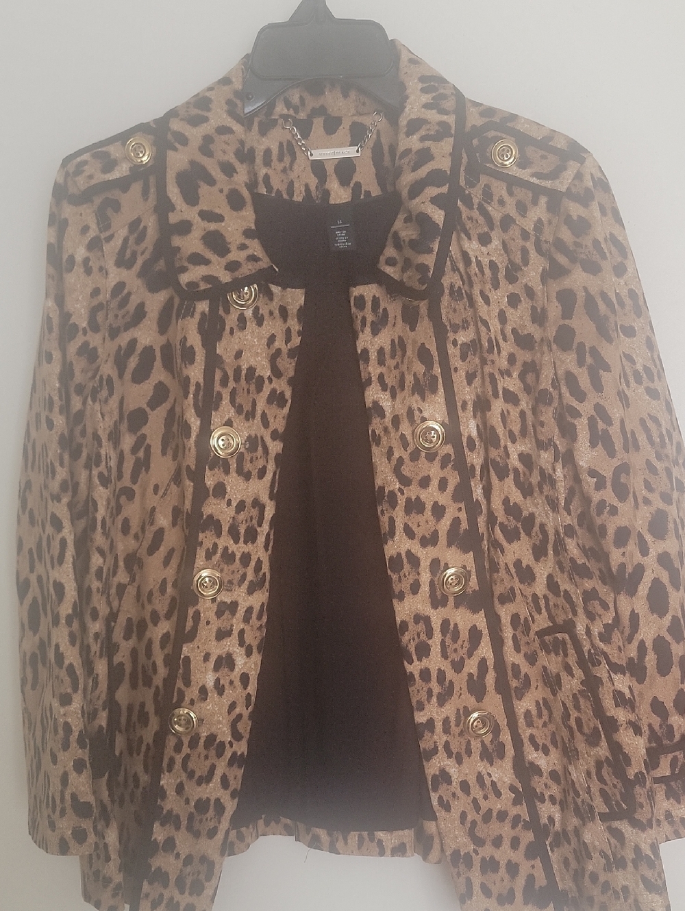 White House Black Market Leopard-Print Blazer with Gold Buttons